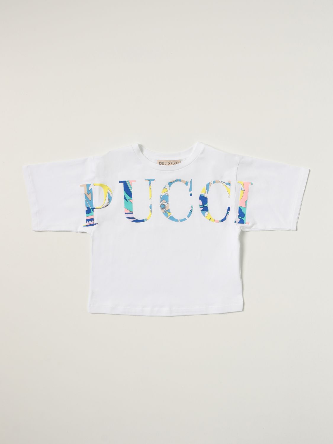 EMILIO PUCCI: t-shirt with big logo - Blue  Emilio Pucci t-shirt 9P8091  J0019 online at