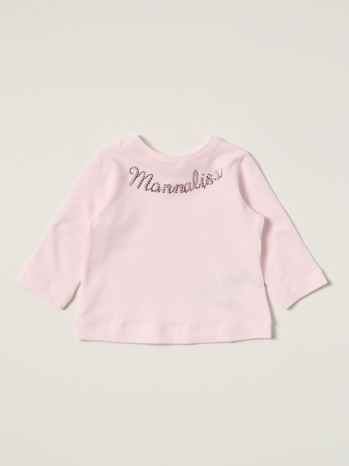 T-shirt Monnalisa: T-shirt Monnalisa in cotone con logo di strass rosa 1