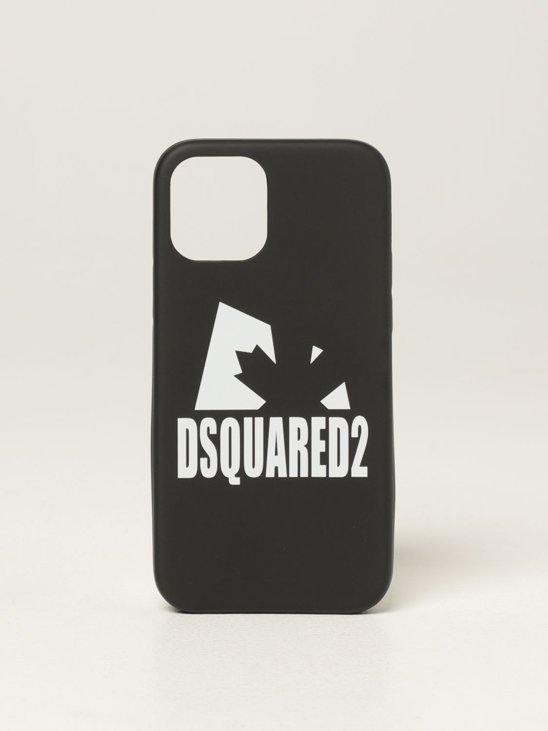 DSQUARED2: iPhone 12 cover with logo - Black | cover for men ITM011833704457 online on GIGLIO.COM