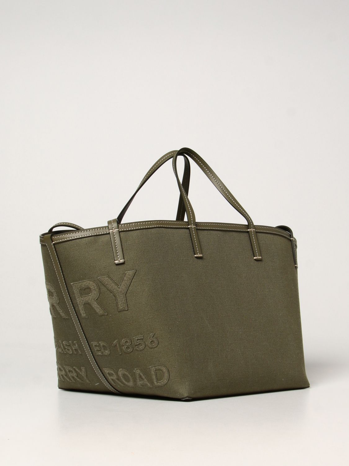 Burberry Mini Horseferry Canvas Tote in Green