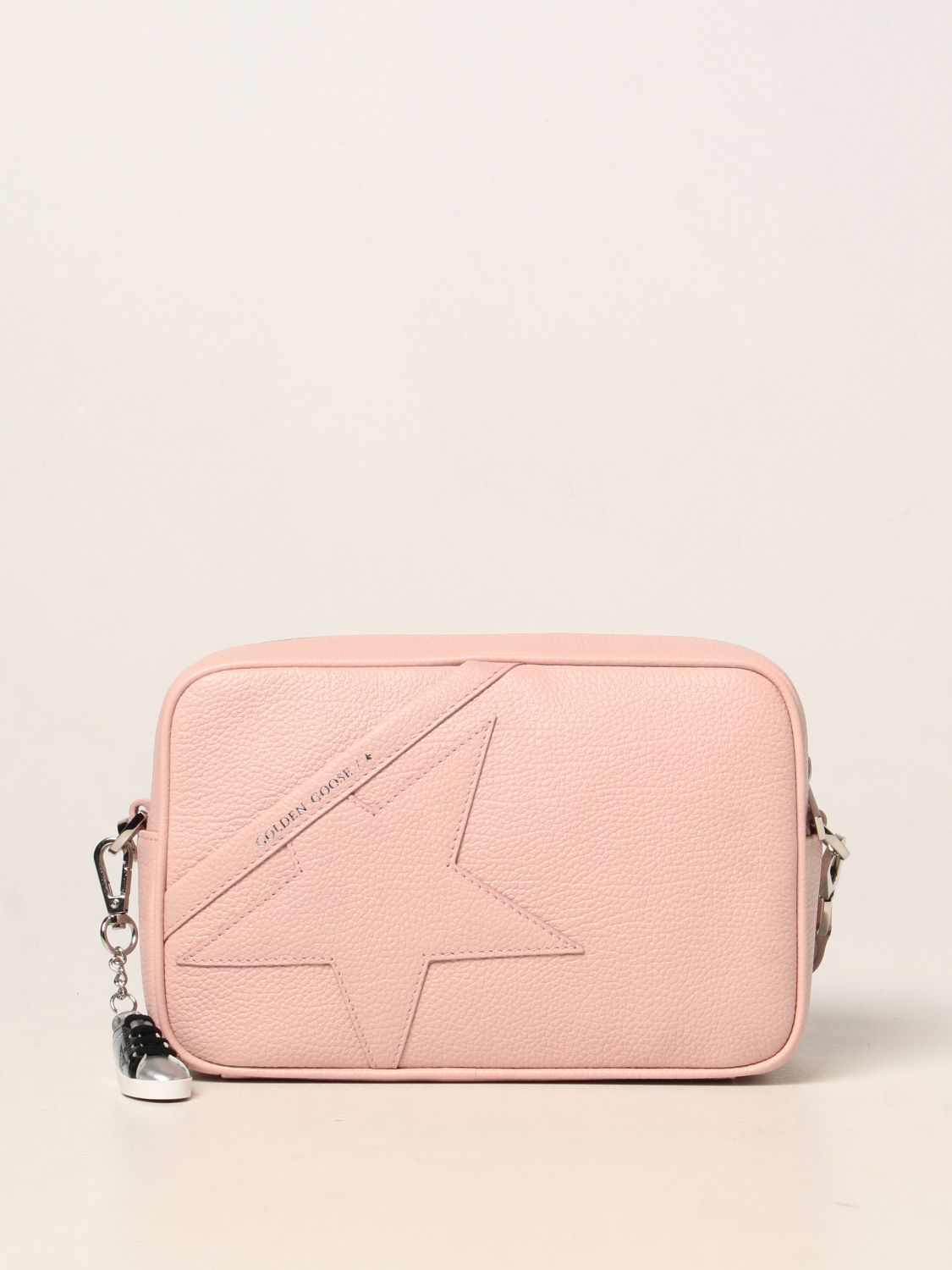 GOOSE: bag in textured leather | Crossbody Bags Golden Goose Women Quartz | Crossbody Bags Golden Goose GWA00101.A000243.25561 GIGLIO.COM