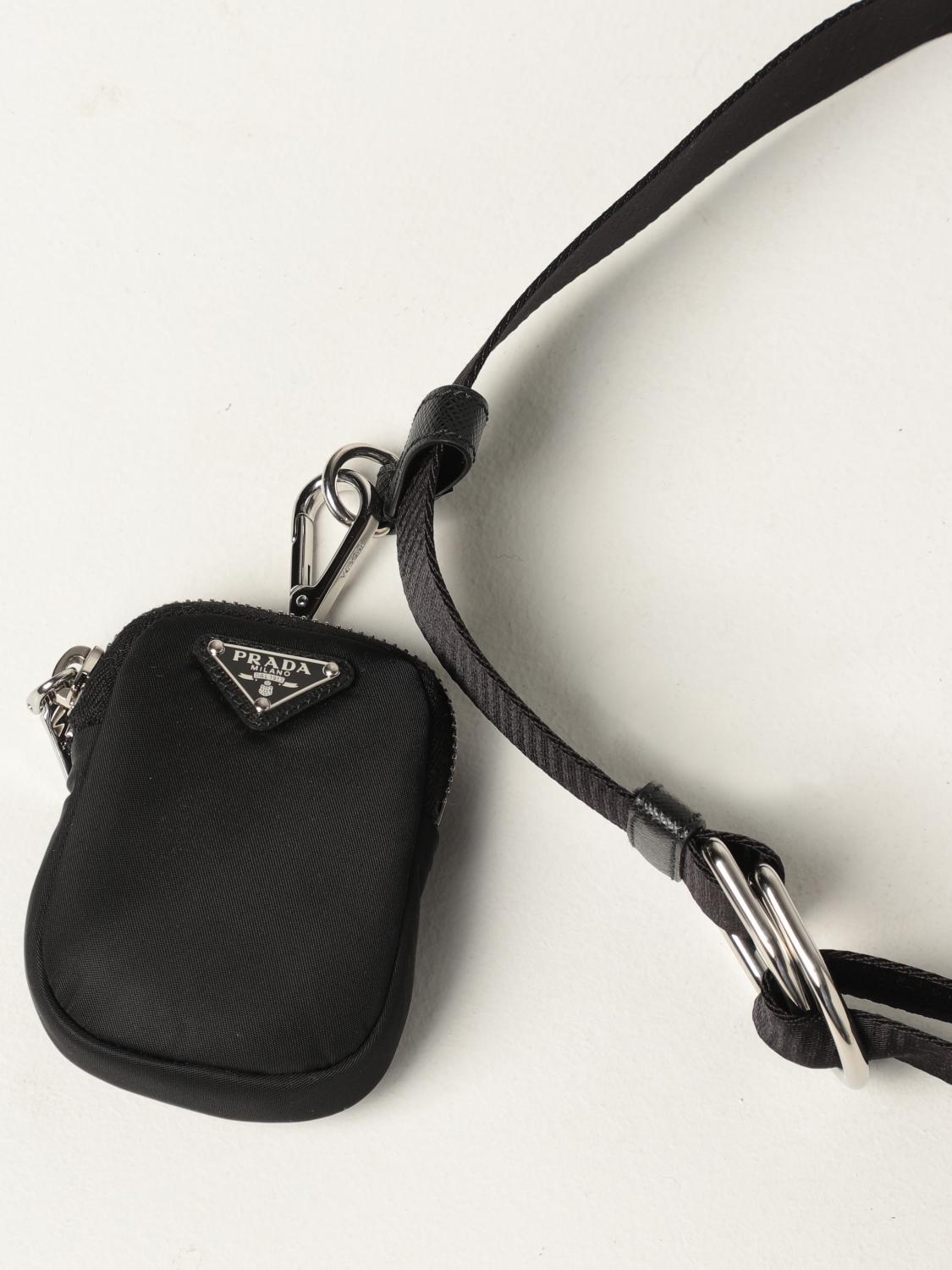 PRADA: belt in nylon ribbon with micro bag - Black | Prada belt 1CN073 BV1  online at