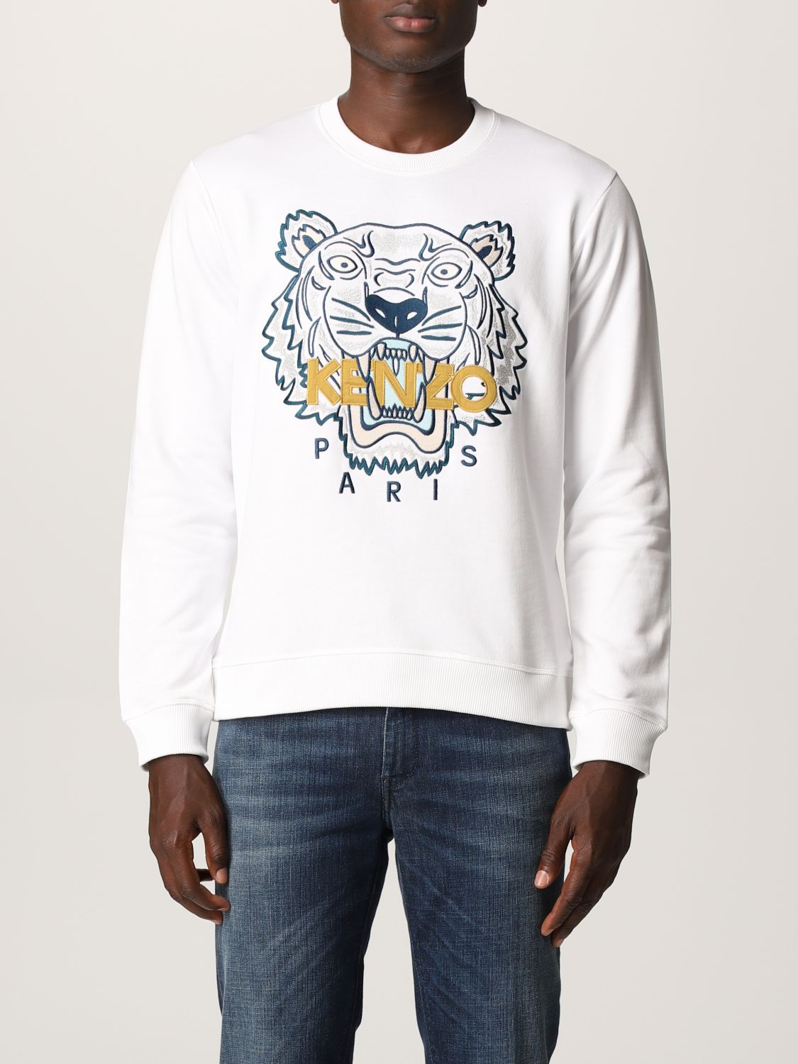 Optimistisk pølse Forstærke KENZO: sweatshirt with embroidered tiger - White | Kenzo sweatshirt  FB65SW1234XA online on GIGLIO.COM