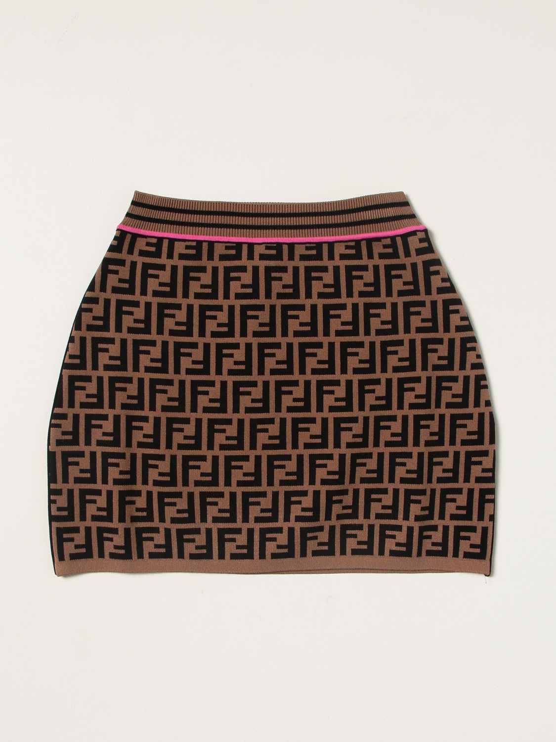 Skirt Fendi: Fendi viscose blend skirt with all-over FF logo pink 1