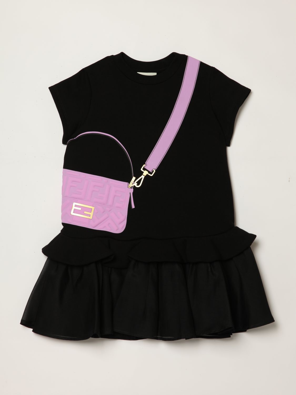 Dress Fendi: Fendi cotton dress with Fendi Baguette print black 1