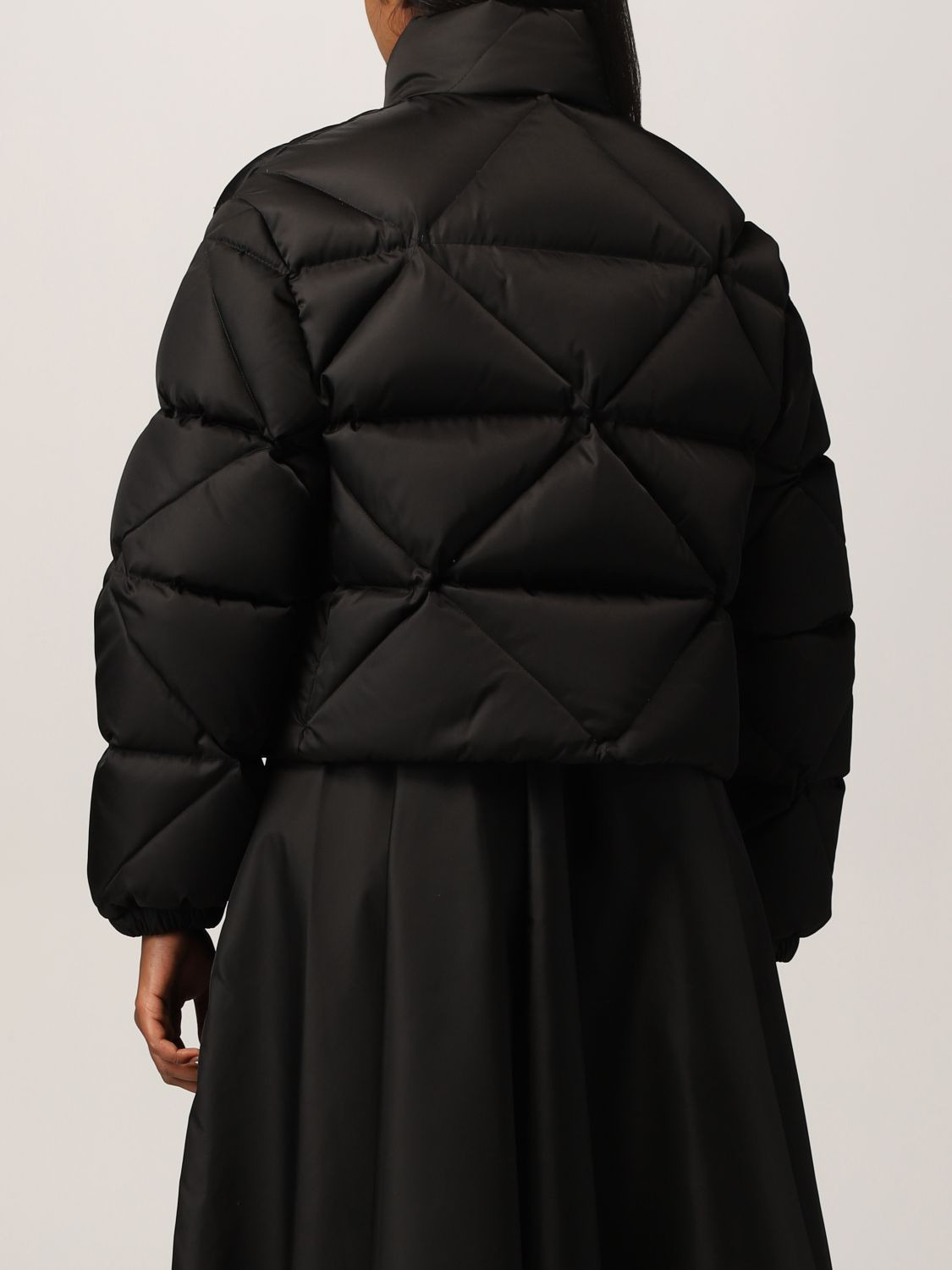 PRADA: down jacket in cropped nylon | Jacket Prada Women Black | Jacket