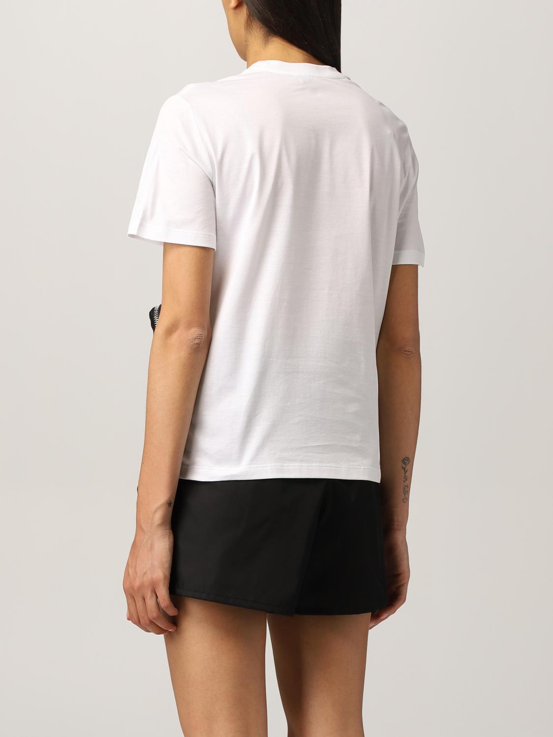 PRADA: t-shirt in two-tone cotton and nylon - White | Prada t-shirt ...