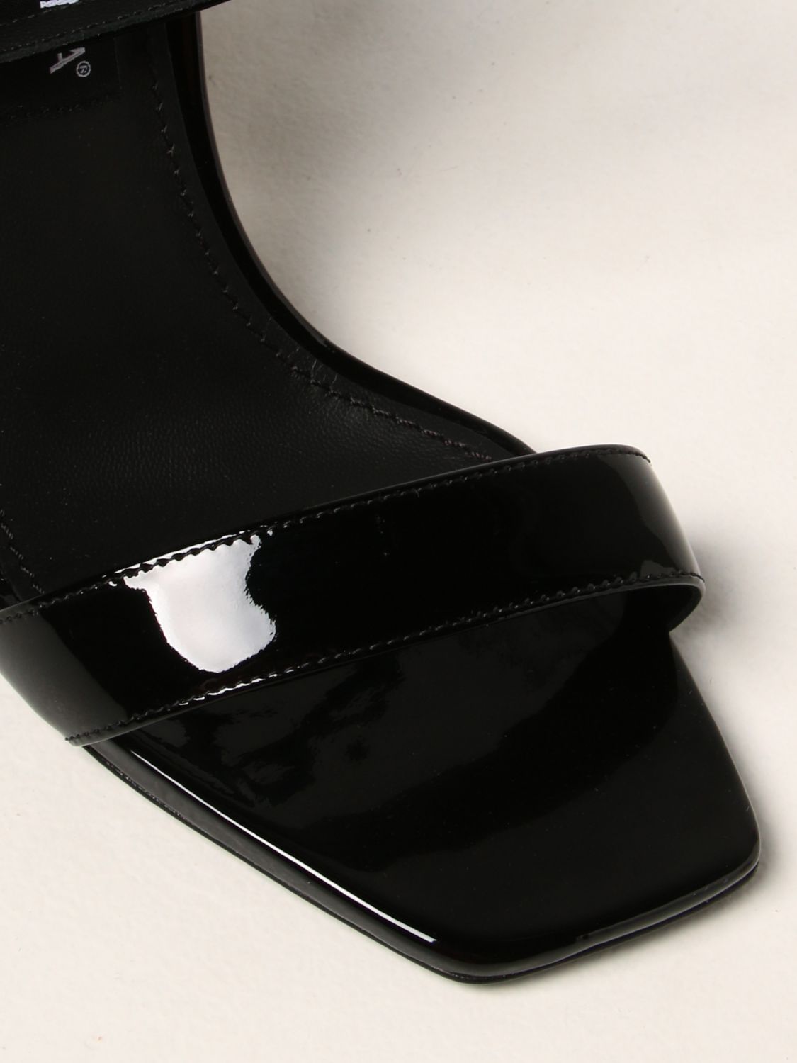 DOLCE & GABBANA: patent leather sandals with DG heel - Black | Heeled ...