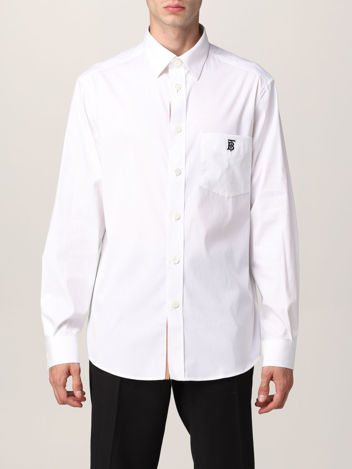Monogram Motif Technical Cotton Shirt in White - Men | Burberry® Official