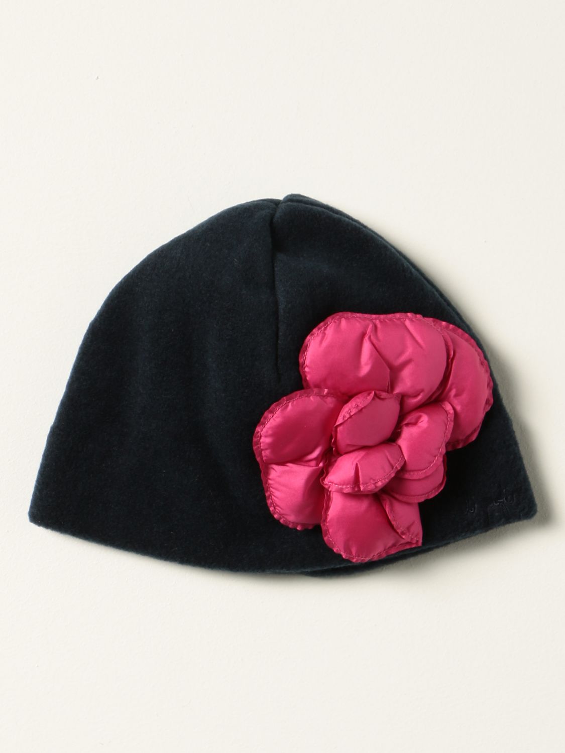 Girls' hats Il Gufo: Il Gufo beanie hat with appliqué blue 1 1