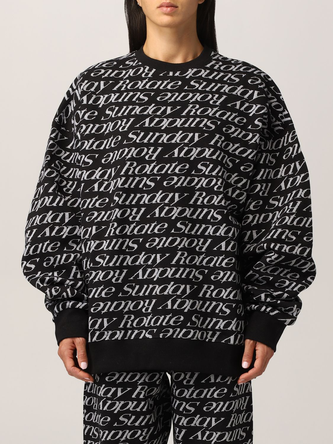 Rotate Iris Sweatshirt With All Over Logo In Black | ModeSens
