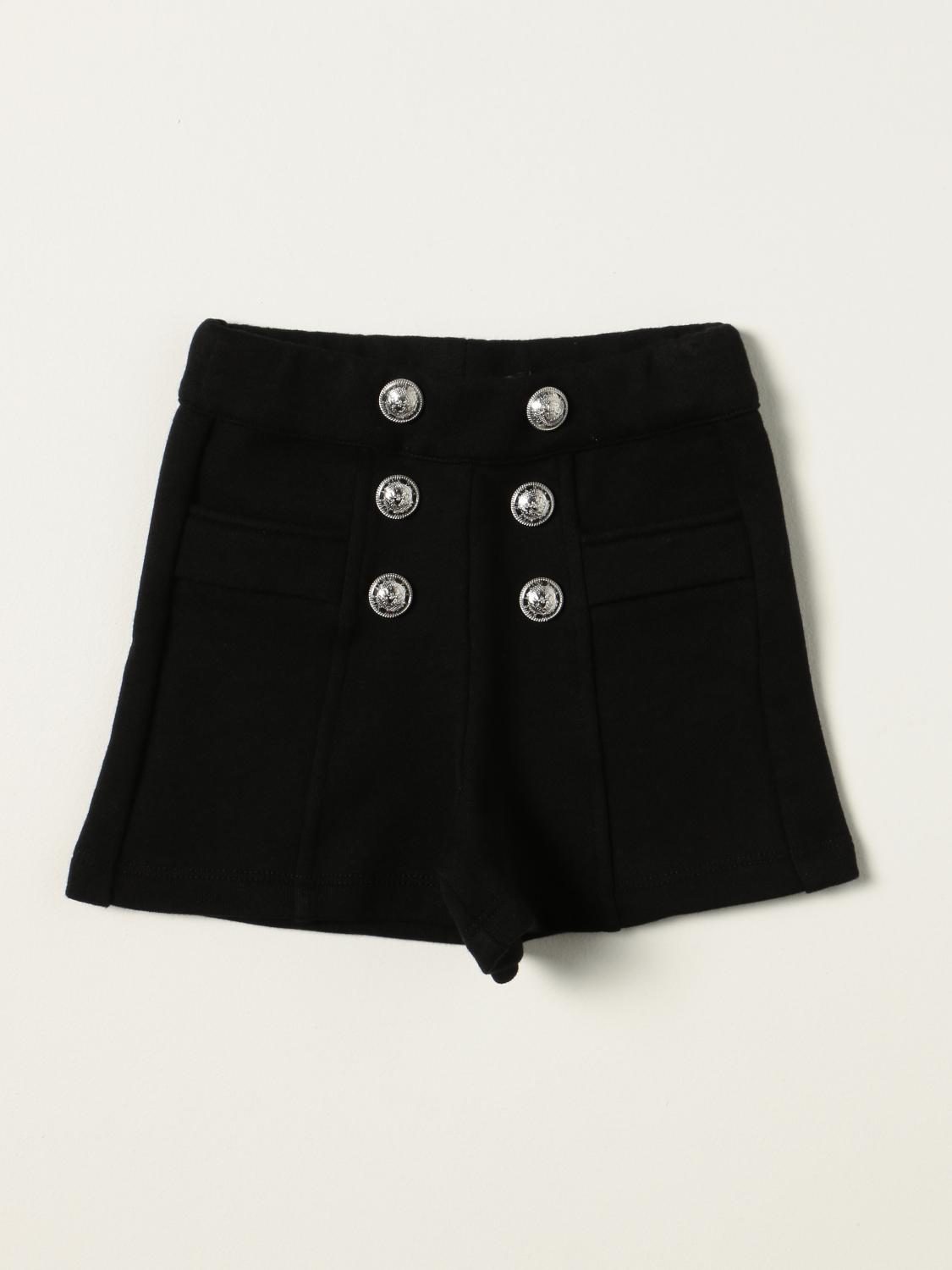 Balmain Outlet: Shorts in cotone - Nero | Pantaloncini Balmain 6P6839F0015  GIGLIO.COM