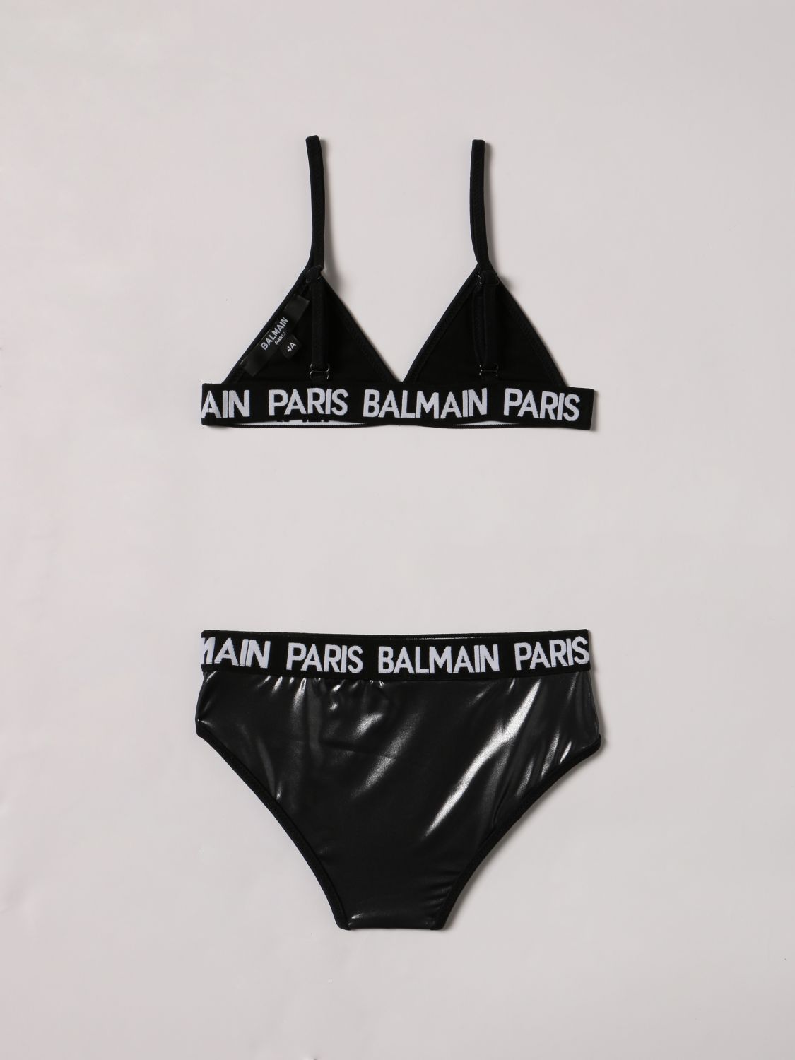 Swimsuit Balmain: Shiny Balmain bikini set black 2
