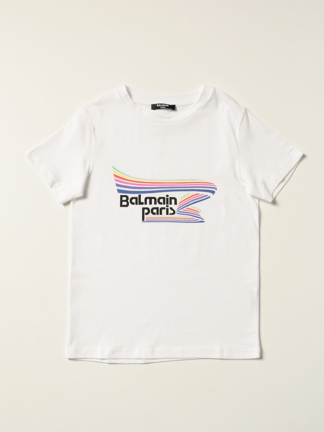 T恤 Balmain: Balmain 彩虹Logo棉质 T 恤 白色 1