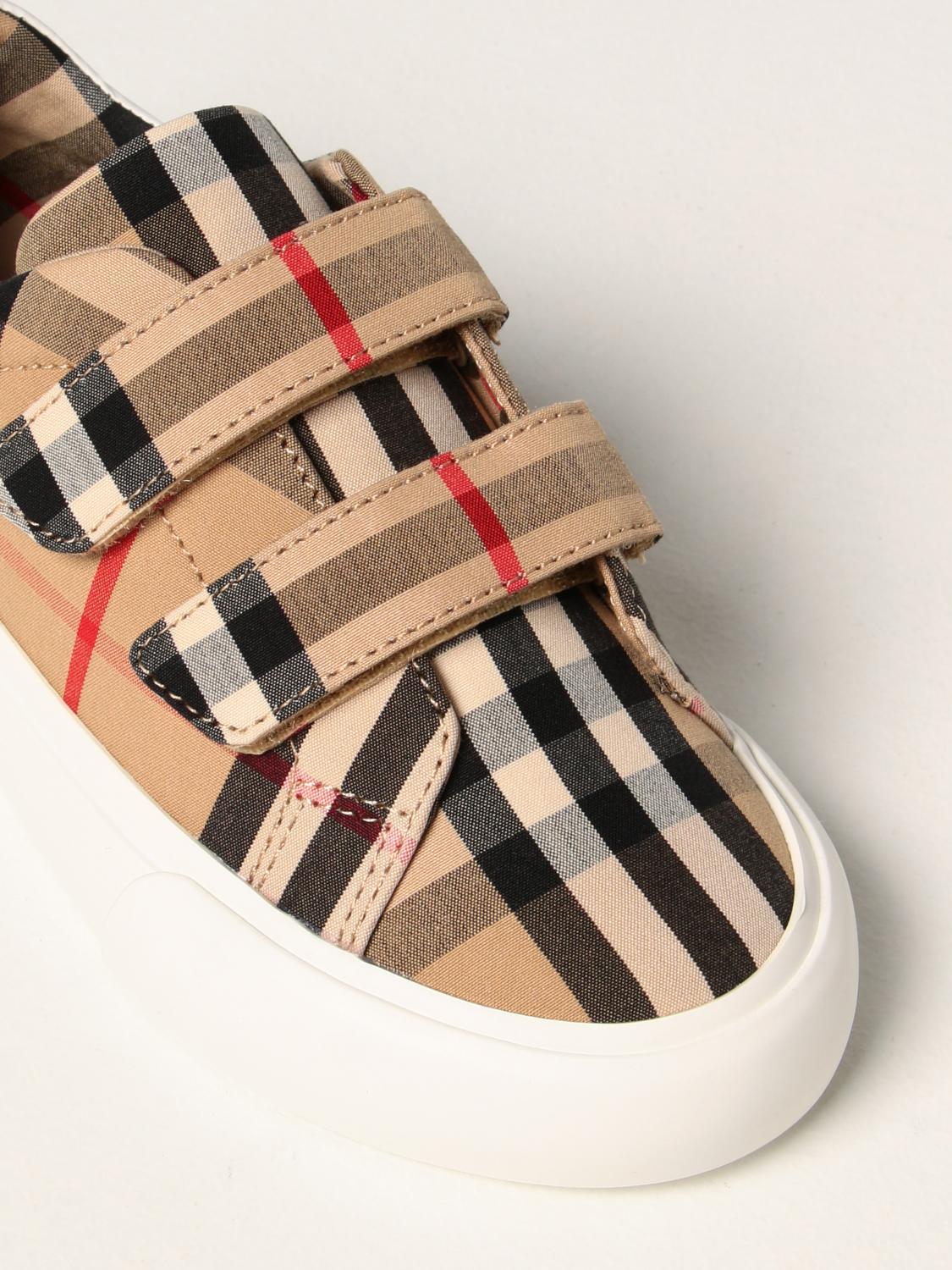 BURBERRY: sneakers in check canvas - Beige | Burberry shoes 8018821 online  on 