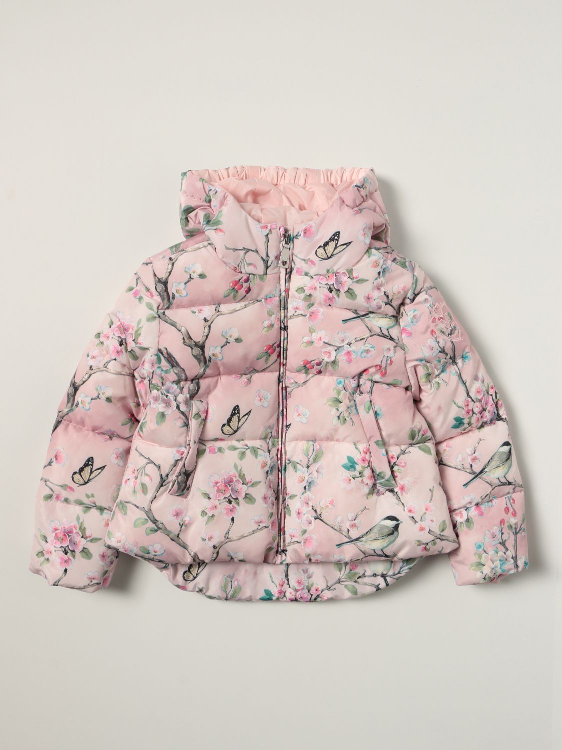Jacket Monnalisa: Monnalisa floral patterned down jacket pink 1