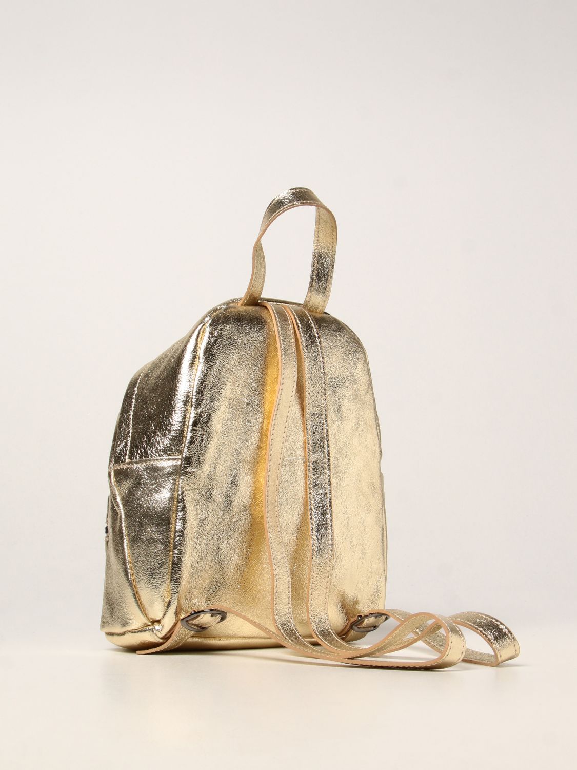 MONNALISA: leather backpack - Gold | Monnalisa duffel bag 1780018082 ...