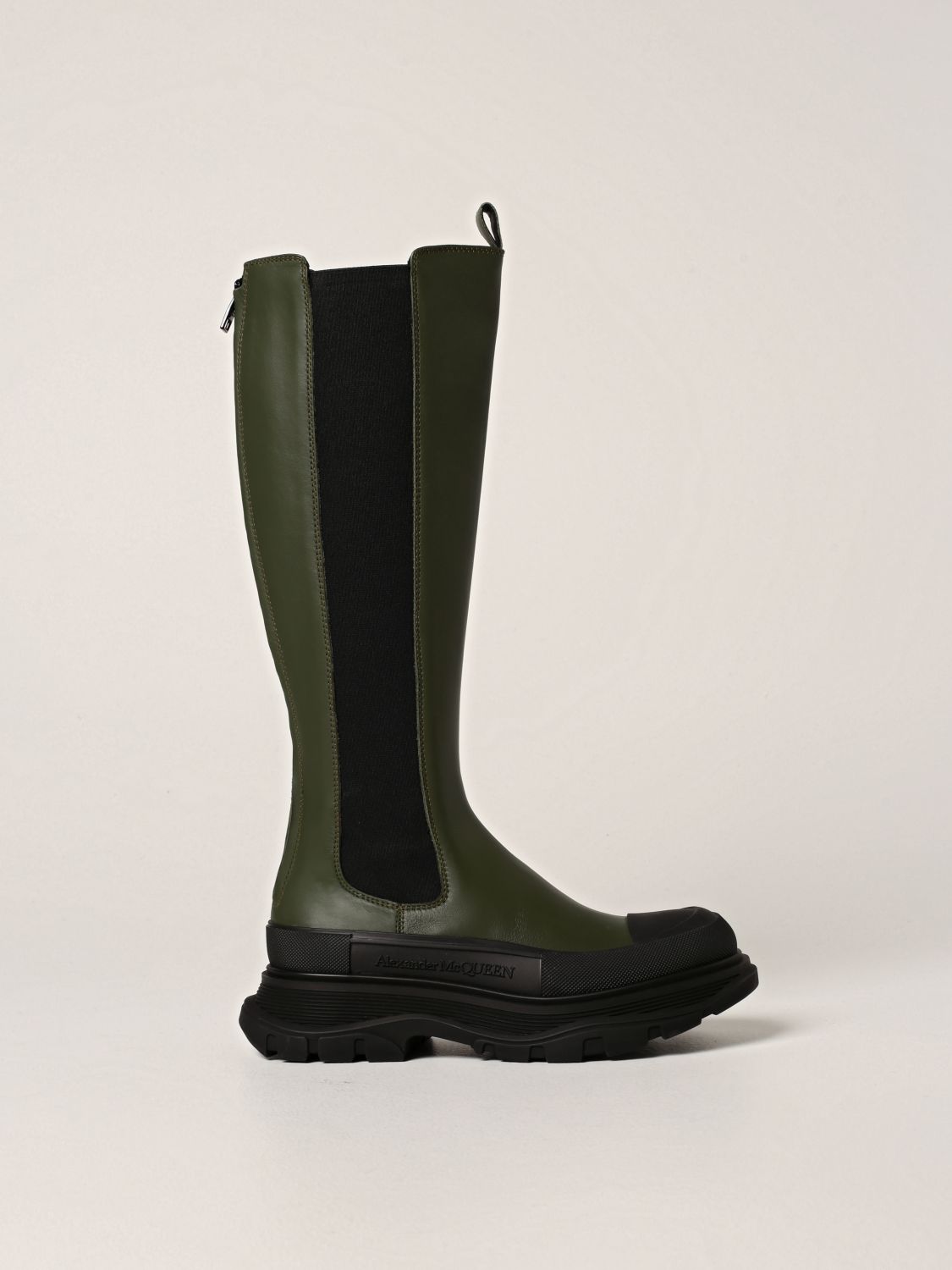 Boots Alexander Mcqueen: Alexander McQueen leather Tread Slick boot kaki 1