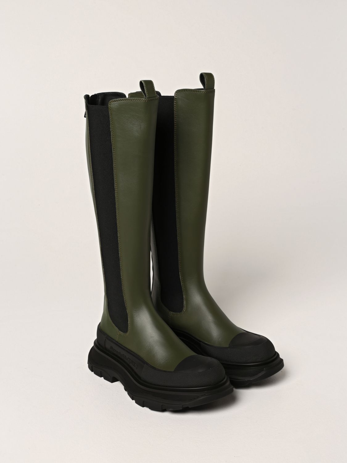 Boots Alexander Mcqueen: Alexander McQueen leather Tread Slick boot kaki 2
