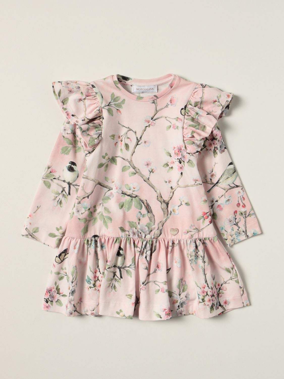 Dress Monnalisa: Monnalisa dress in floral patterned cotton pink 1