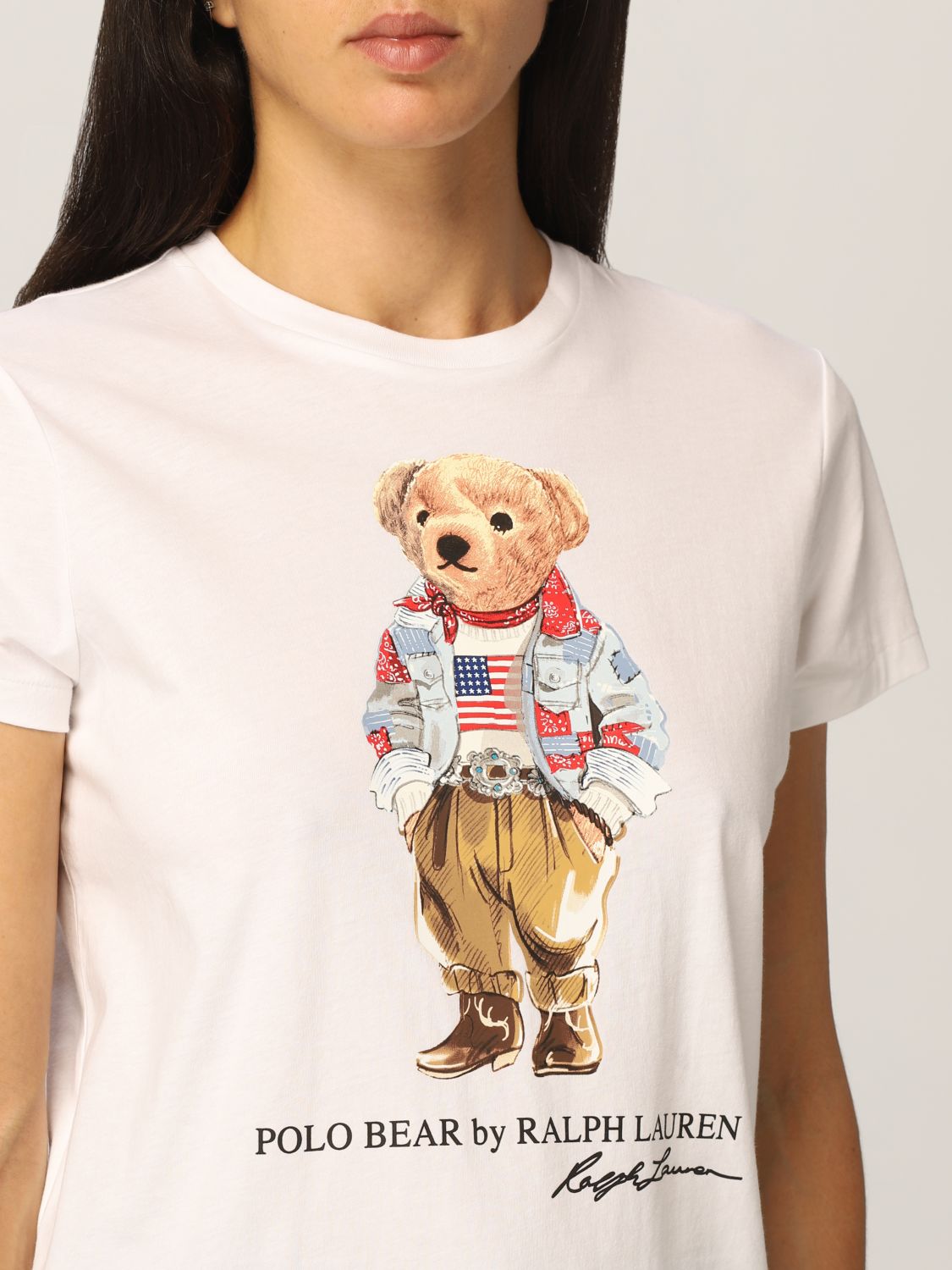 POLO RALPH LAUREN: t-shirt with teddy bear - White  Polo Ralph Lauren t- shirt 211843279 online at