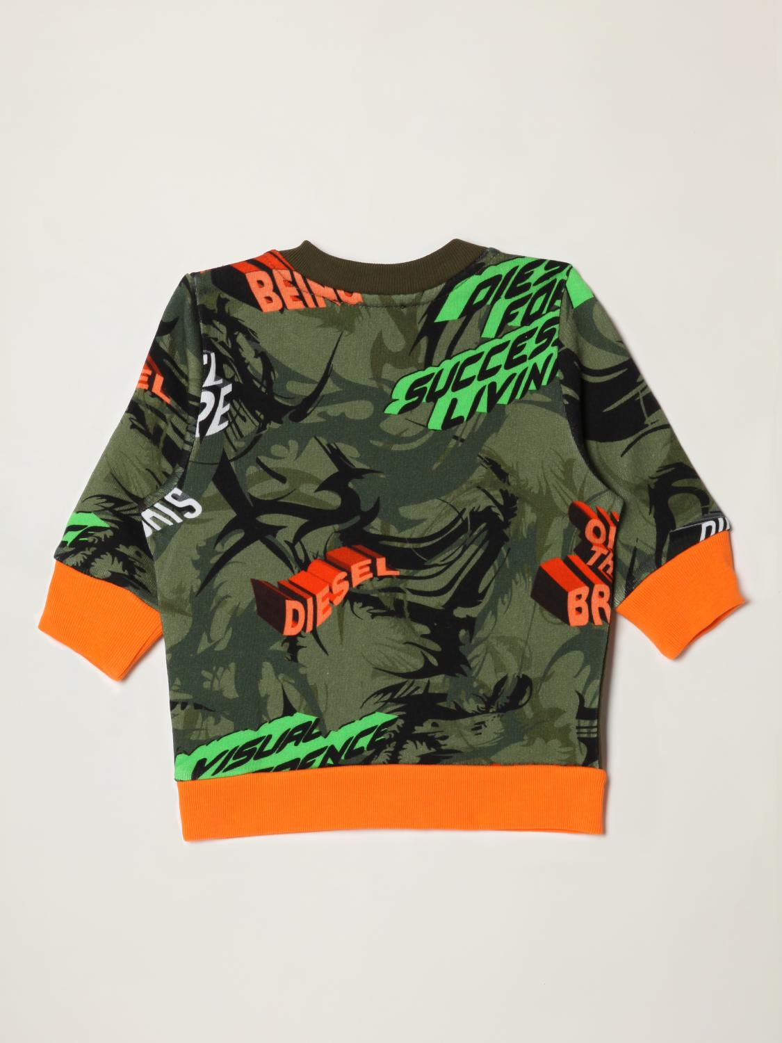 Diesel Outlet: Felpa con stampa scimmia e fantasia giungla - Verde | Maglia  Diesel K00081 KYASI GIGLIO.COM