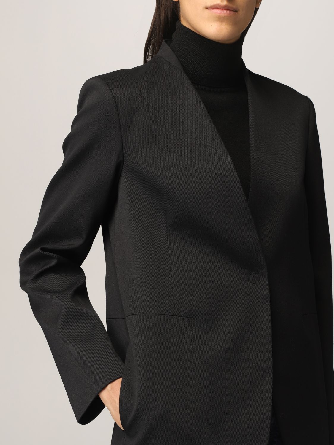 Damen Bekleidung Jacken Blazer MM6 by Maison Martin Margiela Wolle Einreihiger Blazer in Schwarz Sakkos und Anzugsjacken 