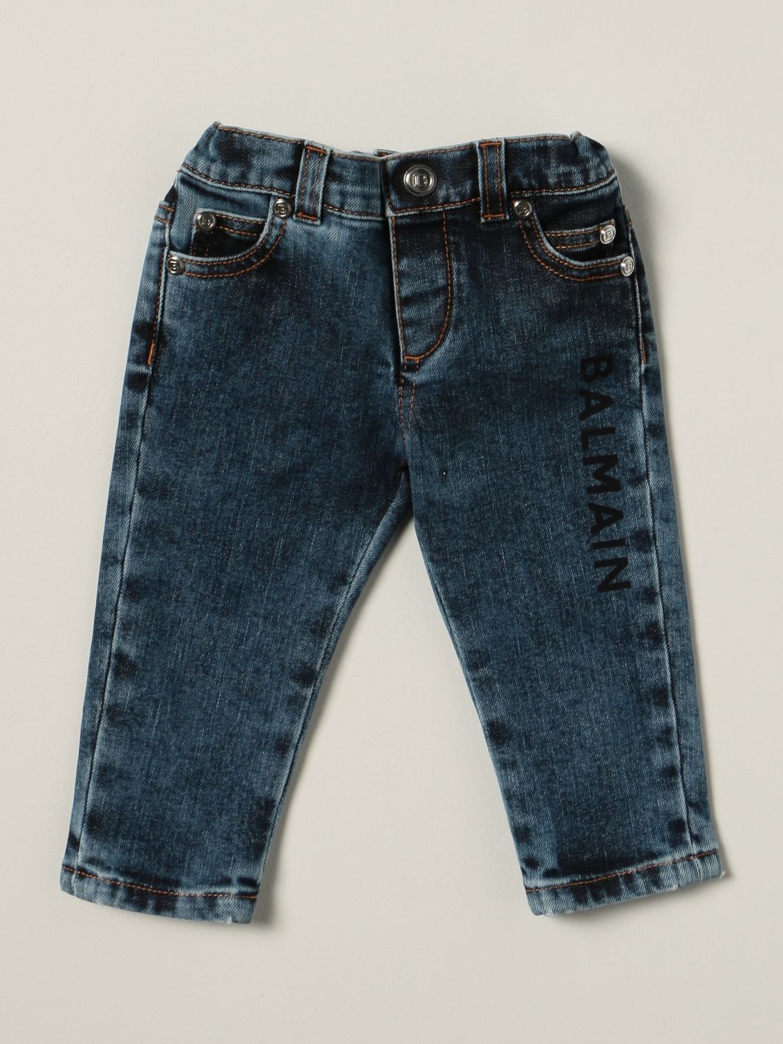 Balmain Babies' 6-pocket Jeans In Gnawed Blue