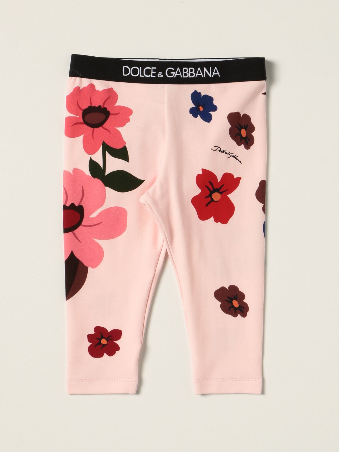 Trousers Dolce & Gabbana: Dolce & Gabbana leggings with floral print pink 1
