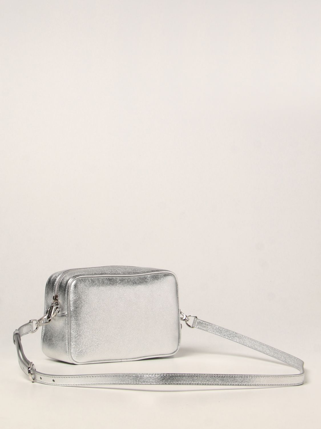 GOLDEN GOOSE: Star bag in laminated leather and glitter - Silver ...