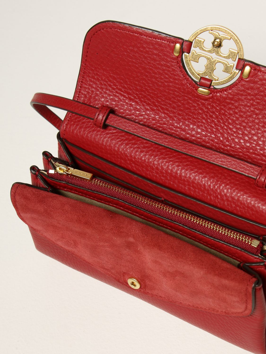 TORY BURCH: Miller bag in grained leather with emblem - Red | Tory Burch  mini bag 80808 online on 