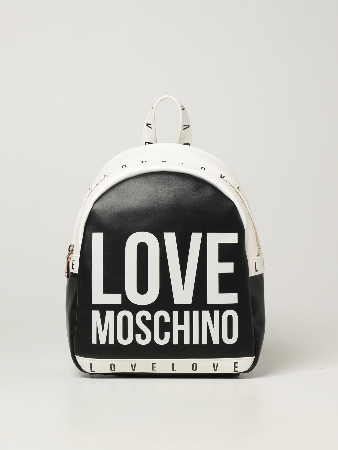 LOVE MOSCHINO backpack in bicolor synthetic leather with logo Black