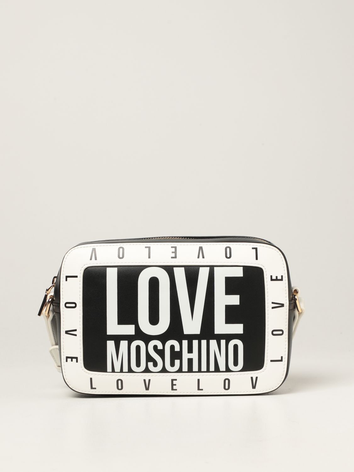 LOVE MOSCHINO bag in twotone synthetic leather with logo Black