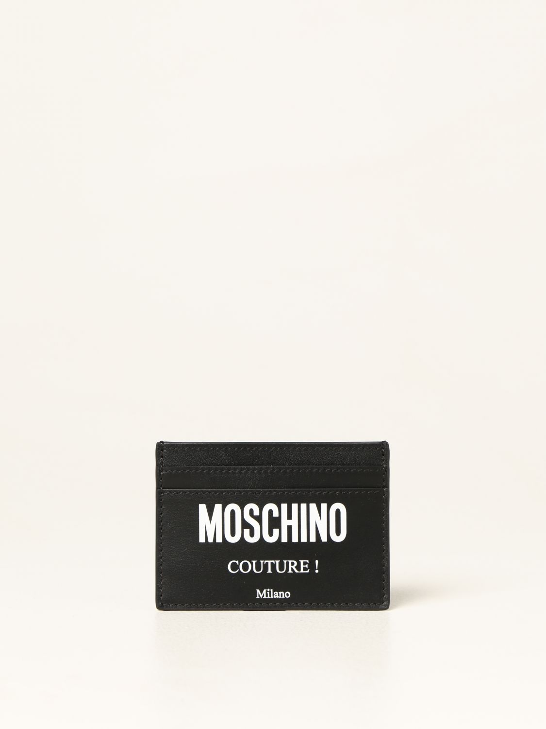 Wallet Moschino Couture: Moschino Couture credit card holder in leather black 1