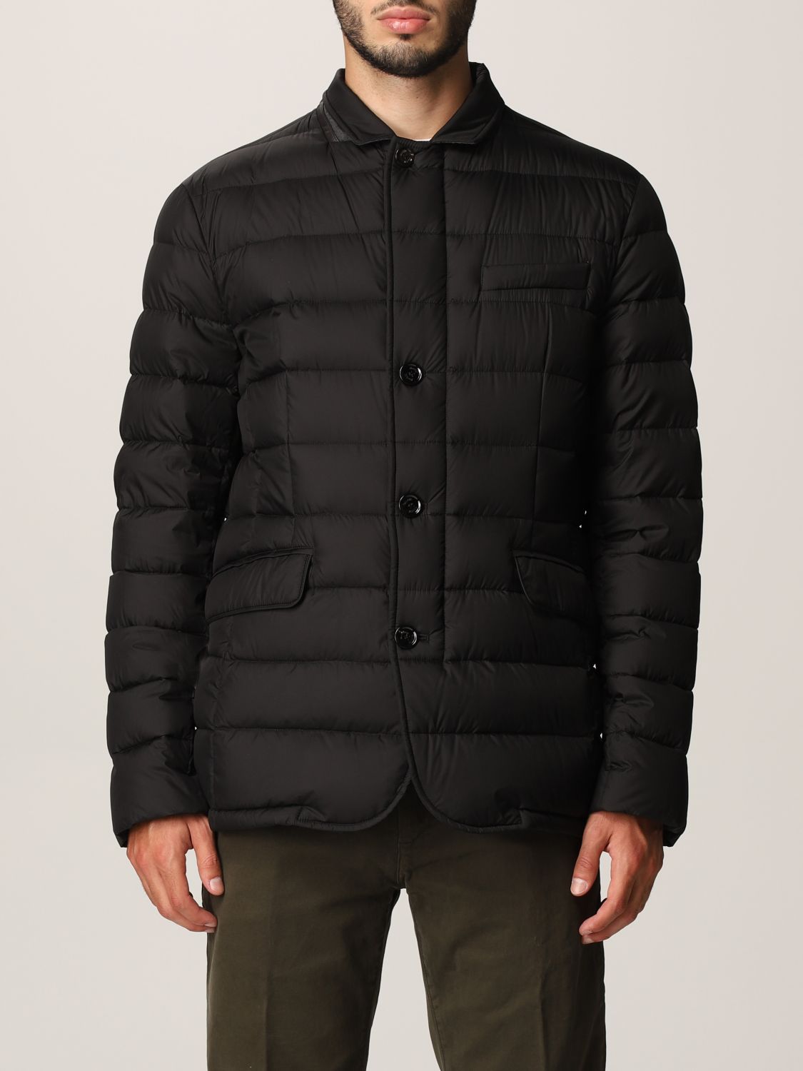 MOORER: down jacket in matelassé fabric - Black | Moorer jacket ZAYNOP ...