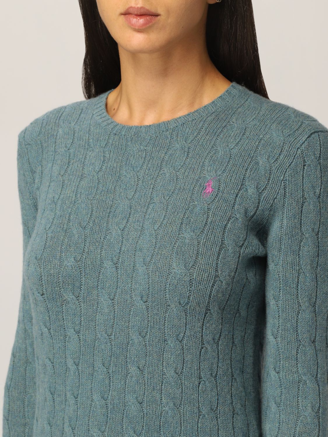 POLO RALPH LAUREN: sweater in cable-knit wool blend - Blue | Polo Ralph  Lauren sweater 211525764 online on 