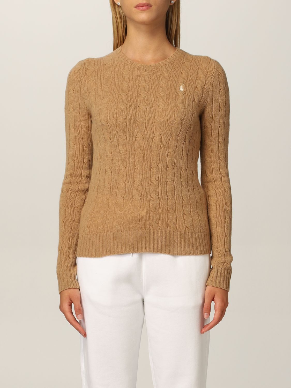 POLO RALPH LAUREN: sweater in cable-knit wool blend - Beige | Polo Ralph  Lauren sweater 211525764 online on 