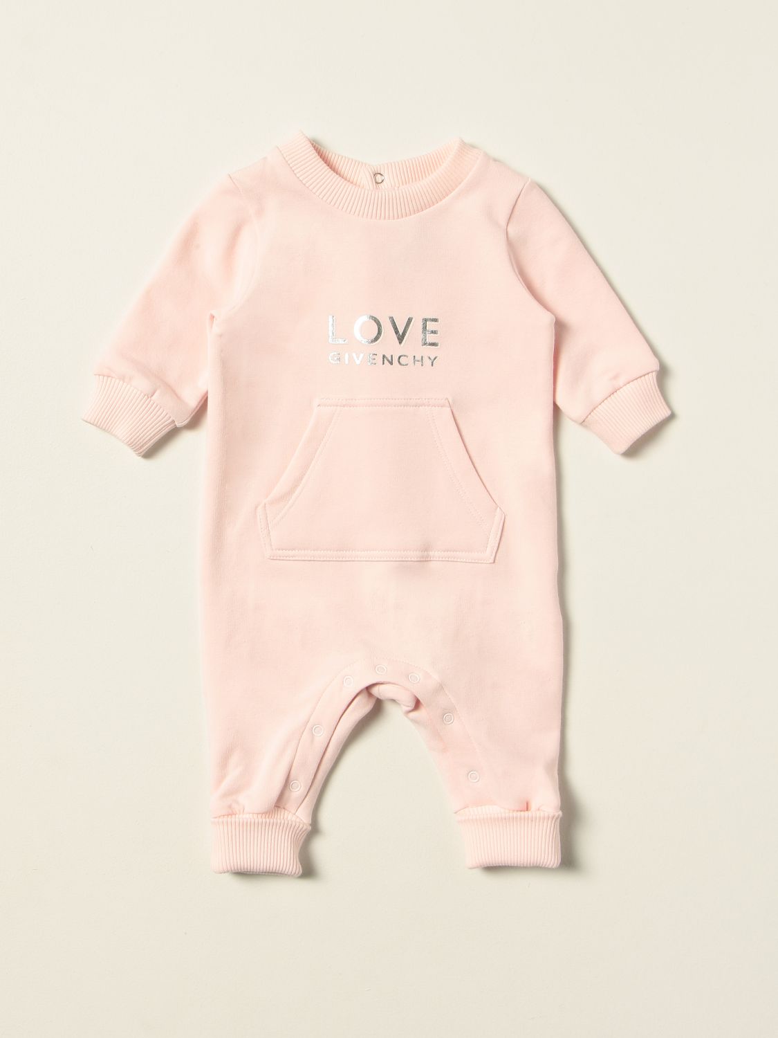 Tracksuits Givenchy: Long Givenchy cotton onesie with logo pink 1