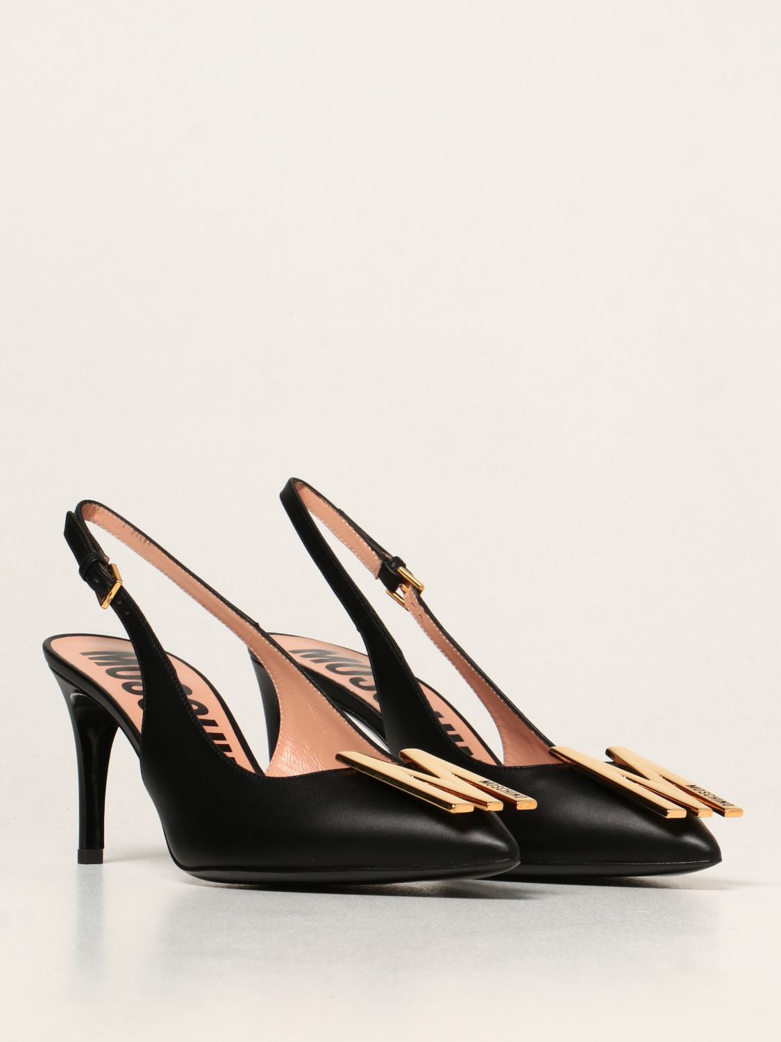 Pumps Moschino Couture: Moschino Couture slingbacks in leather with logo black 2