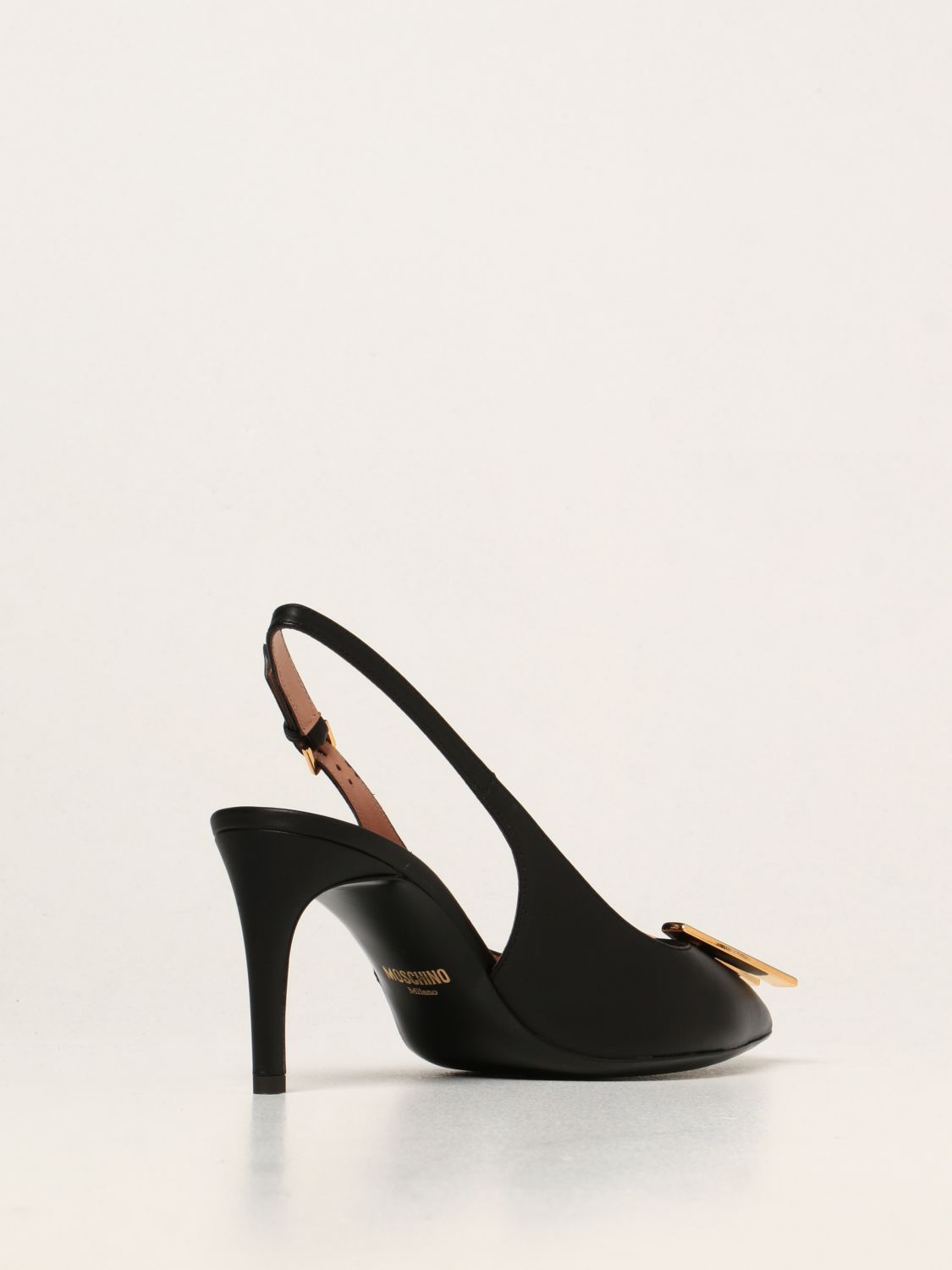 Pumps Moschino Couture: Moschino Couture slingbacks in leather with logo black 3