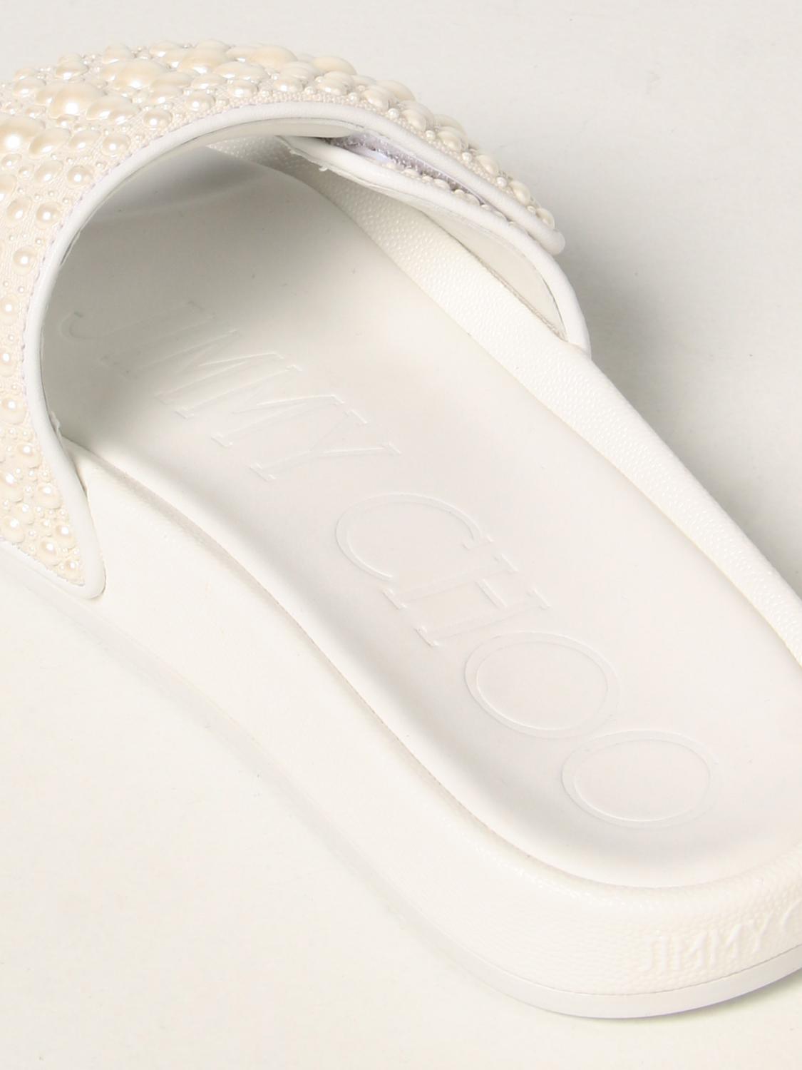 JIMMY CHOO: Sandalo con perle - Perla | Sandali Bassi Jimmy Choo FITZ/F ZWY  GIGLIO.COM
