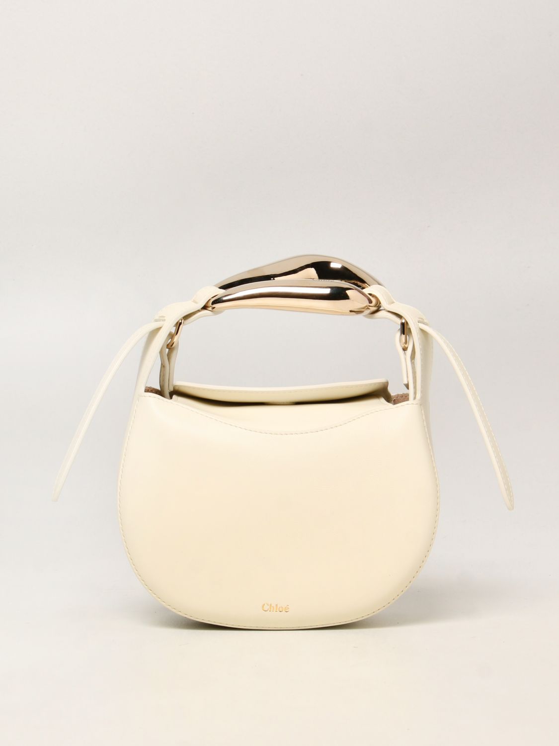 CHLOÉ: Kiss shoulder bag in leather - White | Chloé mini bag ...