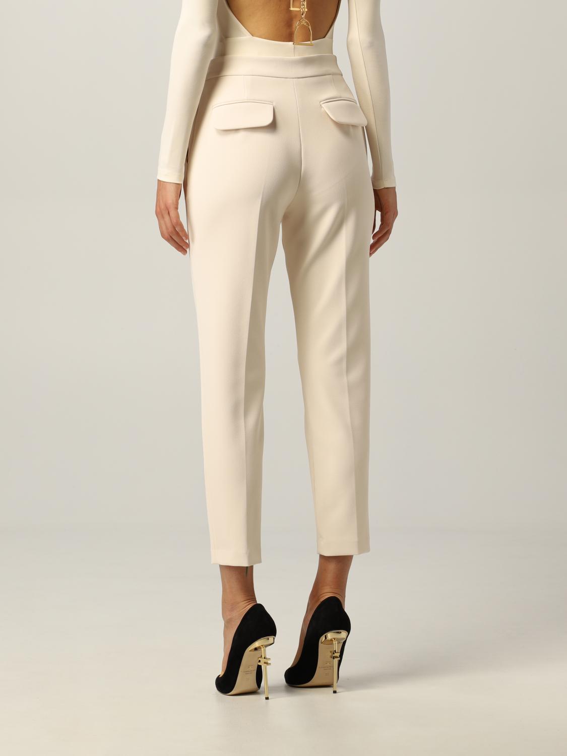 ELISABETTA FRANCHI: Pants women - Butter | Pants Elisabetta Franchi  PA39016E2 GIGLIO.COM