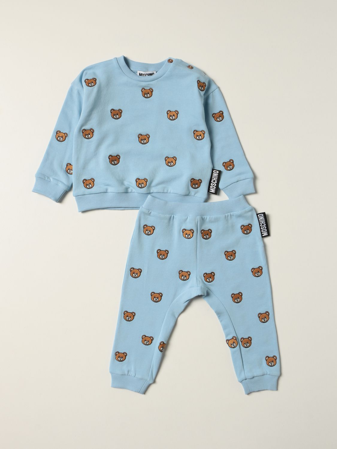 Jumpsuit Moschino Baby: Moschino Baby sweatshirt + pants set with big teddy blue 1