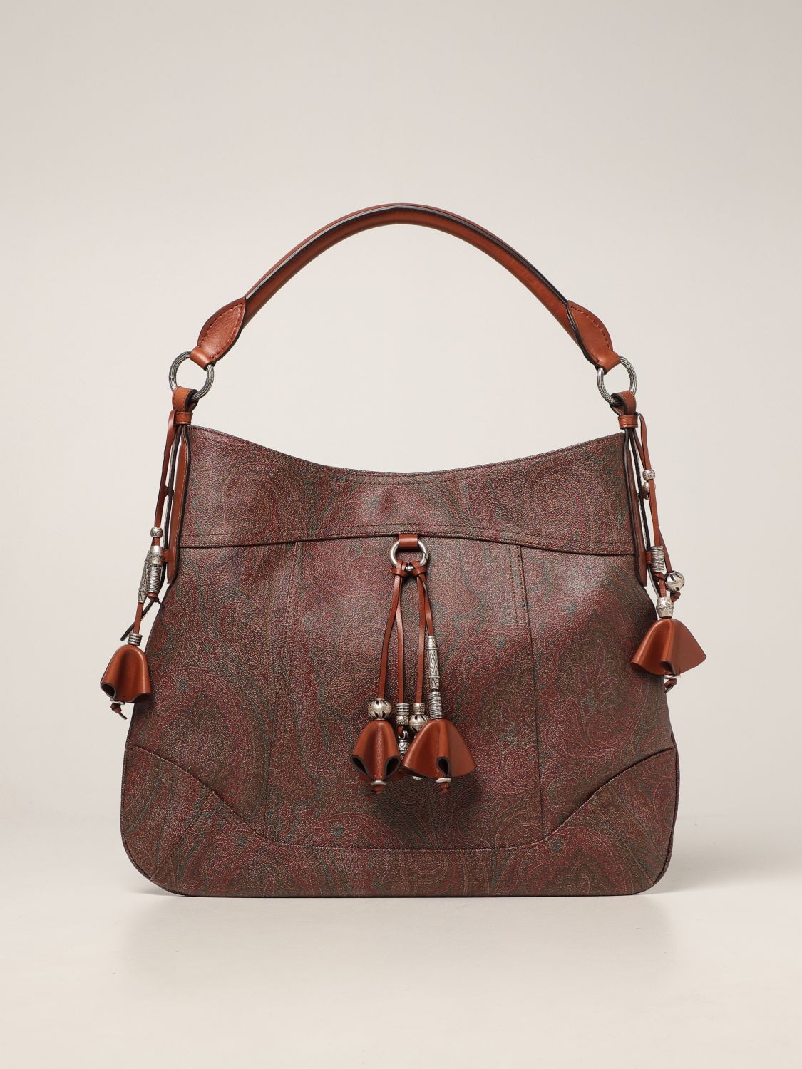 Etro Paisley Printed Hobo Shoulder Bag in Brown