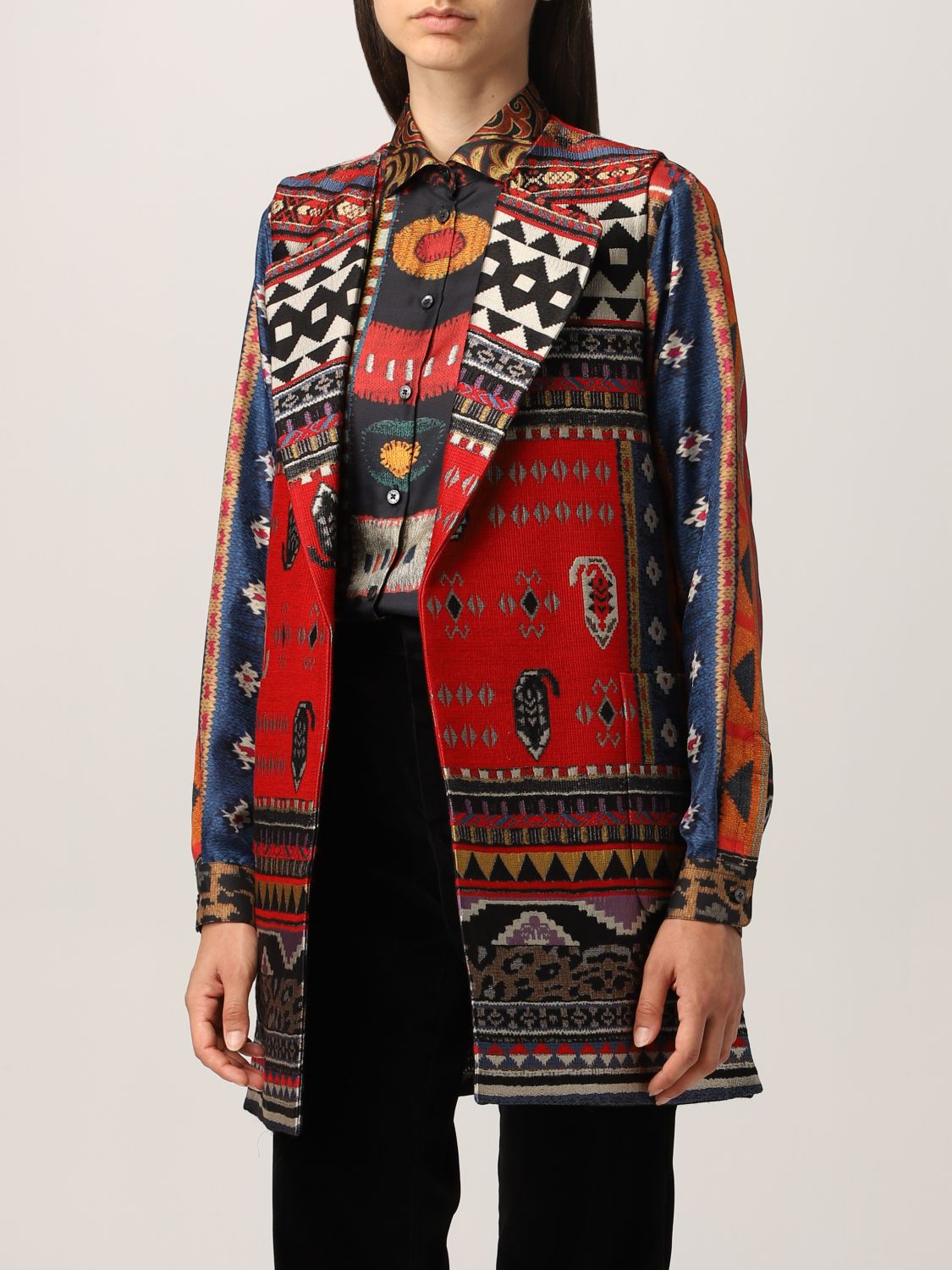 ETRO: vest in wool and jacquard silk - Etro waistcoat 184105138 on GIGLIO.COM