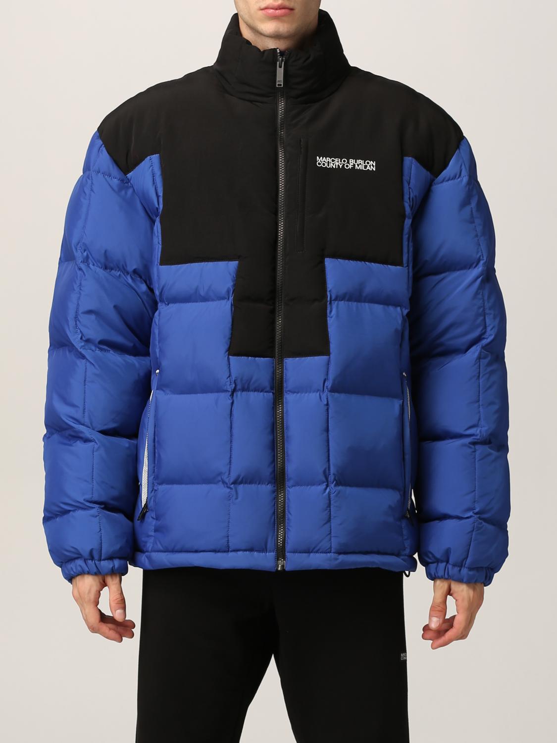 MARCELO BURLON: down jacket with logo - Black | Marcelo Burlon