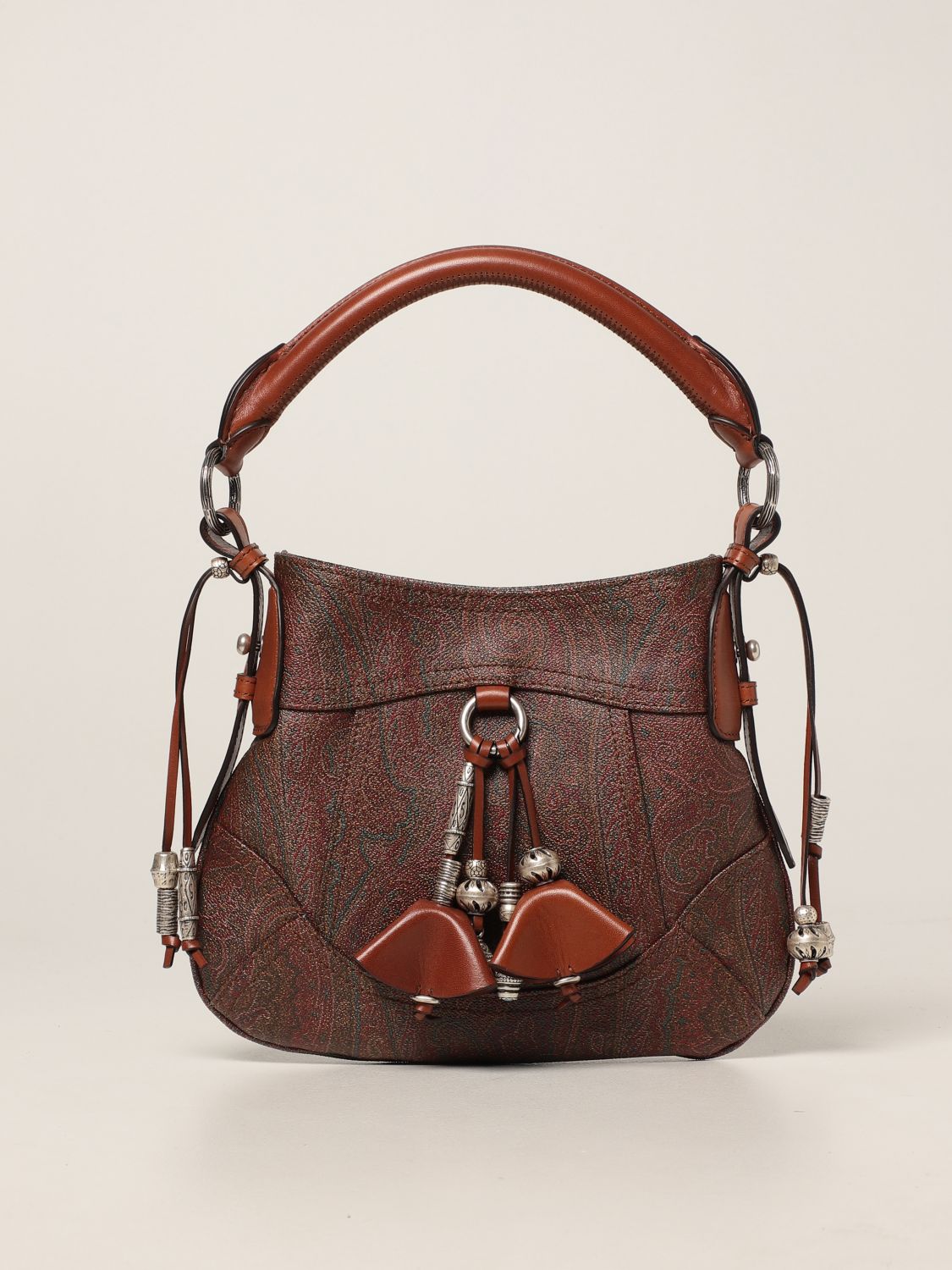 Etro Milano Vintage Paisley Canvas Handbag Tote Bag Satchel