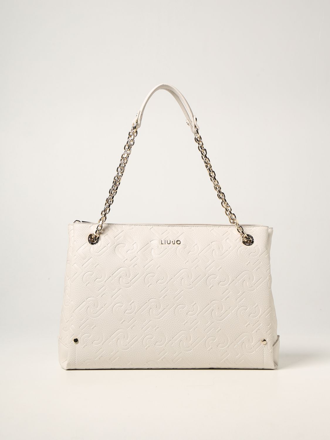 Tote bags Liu Jo: Liu Jo shoulder bag in synthetic leather with embossed logo white 1
