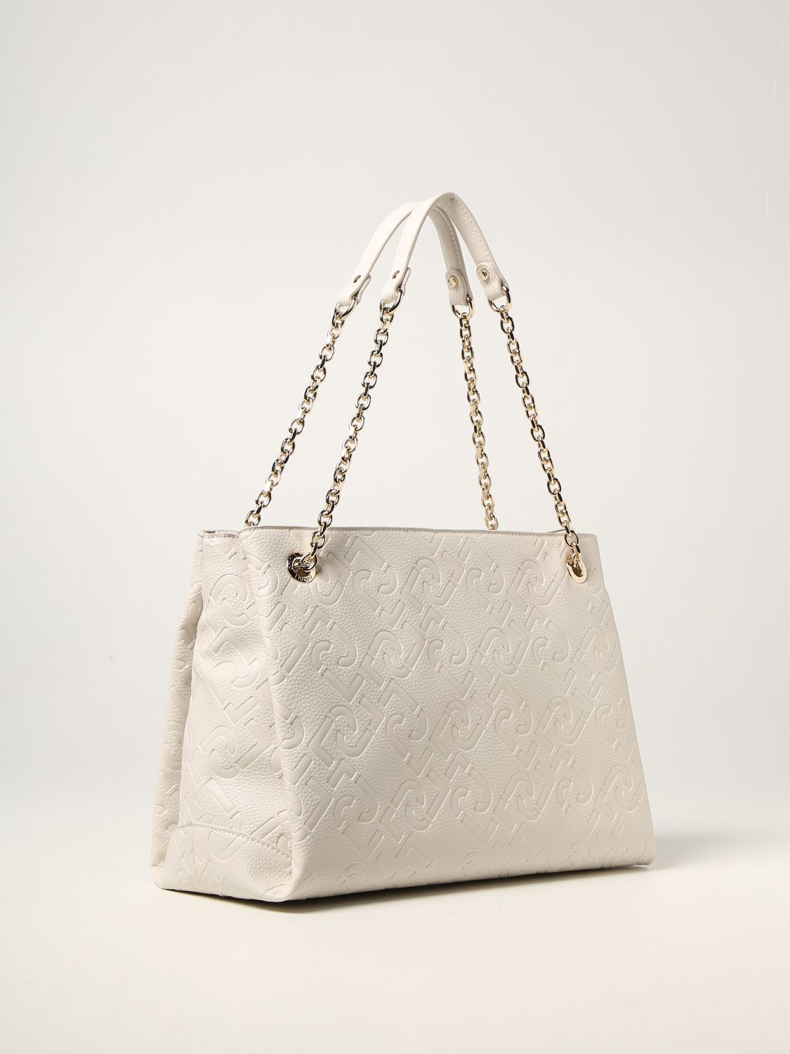 Tote bags Liu Jo: Liu Jo shoulder bag in synthetic leather with embossed logo white 2